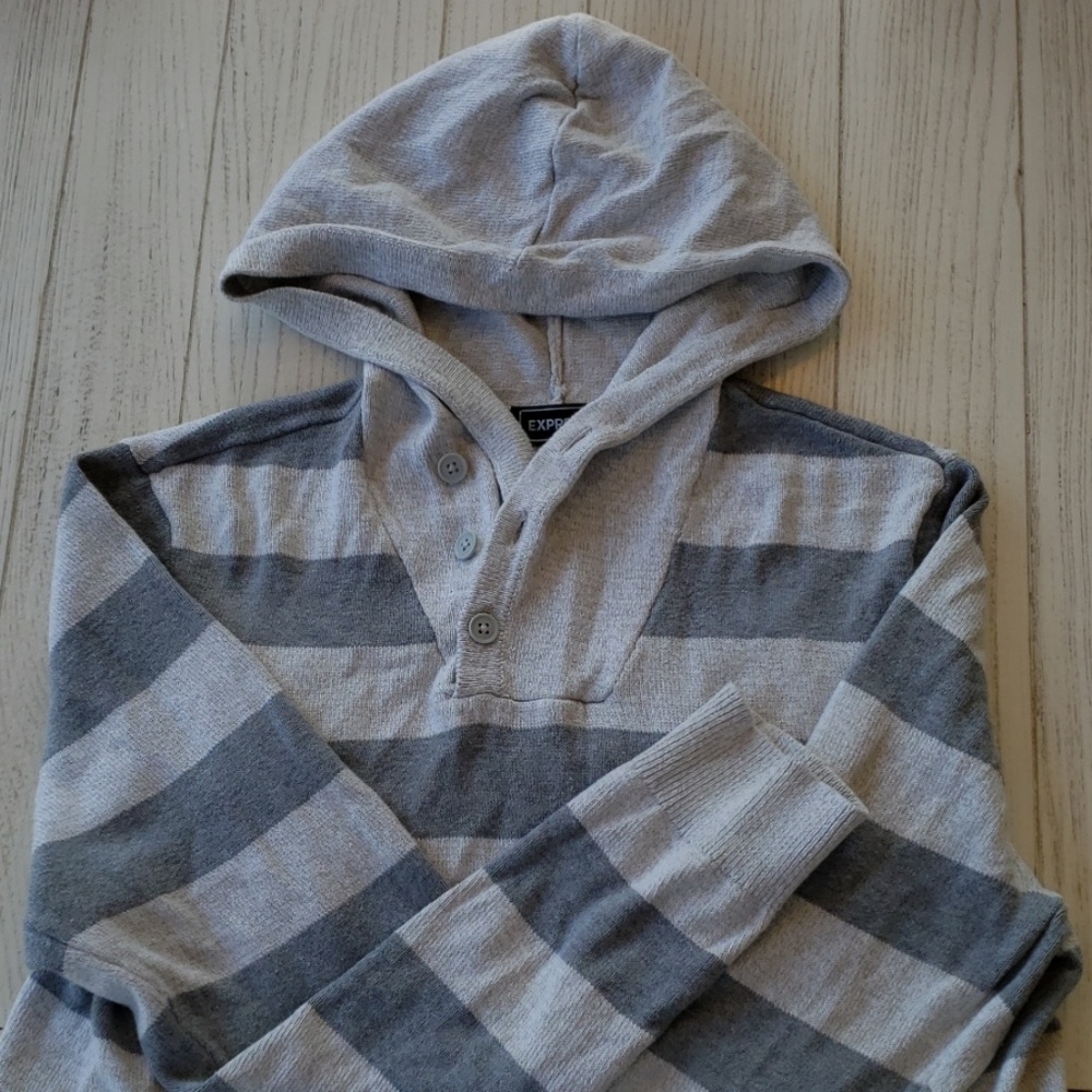 Grey rugby strip hoodie